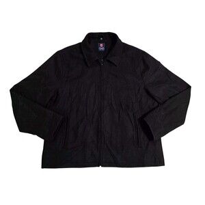 CHAPS Wool Jacket Coat Peacoat 2XL Full Zip Lined Harrington Basic Black XXL